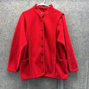 Geiger Jacket Womens 38 Red Wool Toggle Winter Vintage Trench Coat Utility